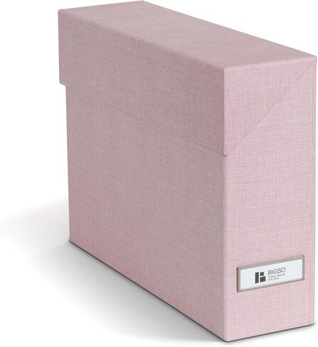 Bigso Box of Sweden Lovisa Fiberboard Label Frame 12 File Storage Box | Document Organizer for Important Paperwork, Hanging File Box w/Flip Top Lid & Metal Label Window | 3.7"x13"x9.4" | Dark Grey in Saudi Arabia