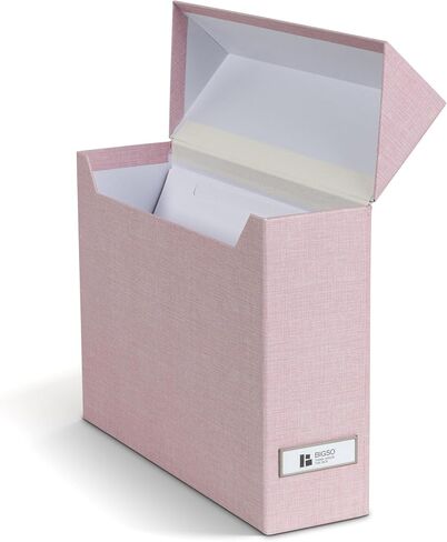 Bigso Box of Sweden Lovisa Fiberboard Label Frame 12 File Storage Box | Document Organizer for Important Paperwork, Hanging File Box w/Flip Top Lid & Metal Label Window | 3.7"x13"x9.4" | Dark Grey in Saudi Arabia