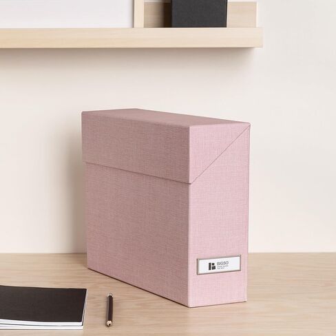 Bigso Box of Sweden Lovisa Fiberboard Label Frame 12 File Storage Box | Document Organizer for Important Paperwork, Hanging File Box w/Flip Top Lid & Metal Label Window | 3.7"x13"x9.4" | Dark Grey in Saudi Arabia