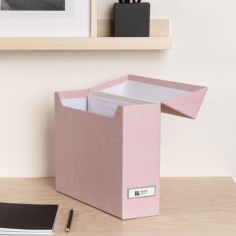Bigso Box of Sweden Lovisa Fiberboard Label Frame 12 File Storage Box | Document Organizer for Important Paperwork, Hanging File Box w/Flip Top Lid & Metal Label Window | 3.7"x13"x9.4" | Dark Grey in Saudi Arabia