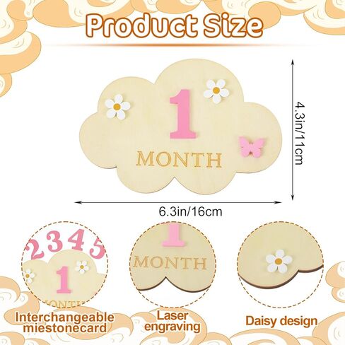 3D Baby Monthly Milestone Markers Disc, Milestone Wooden Circles for Baby Photos, Babies Announcement Sign, Babies Months Signs, 1-12 Month Milestones Cards in Saudi Arabia