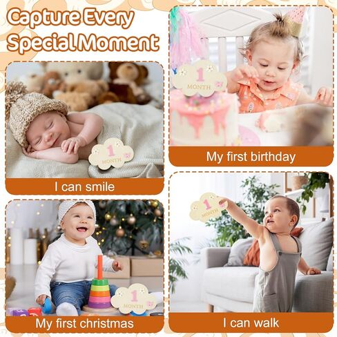 3D Baby Monthly Milestone Markers Disc, Milestone Wooden Circles for Baby Photos, Babies Announcement Sign, Babies Months Signs, 1-12 Month Milestones Cards in Saudi Arabia