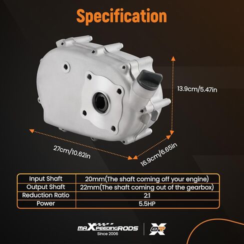علبة تروس تخفيض maxpeedingrods كاملة 2:1 5.5HP لهوندا GX160 GX200، لـ Loncin G160 G200، لـ Lifan LF200 LF210 مجموعة صندوق تروس المحرك من النوع القياسي مع قابض رطب in Kuwait