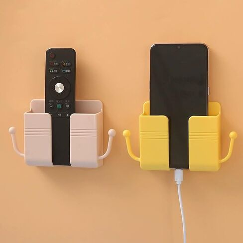 Wall-Mounted Holder for Phone and Remote, Adjustable Plastic Storage Organizer, Wall-Mount Holder for Various Room Types(Yellow) in Saudi Arabia
