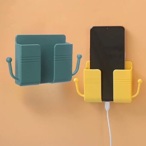 Wall-Mounted Holder for Phone and Remote, Adjustable Plastic Storage Organizer, Wall-Mount Holder for Various Room Types(Yellow) in Saudi Arabia