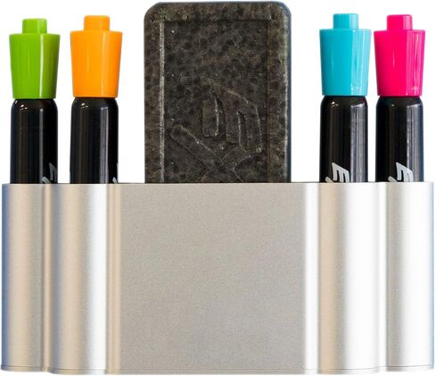 Glassboard Studio Magnetic Dry Erase Marker Holder - Aluminum Organizer with Powerful Neodymium Magnets for Magnetic Glassboards, Whiteboards, Refrigerator, Locker - White board Accessories & Storage in Saudi Arabia