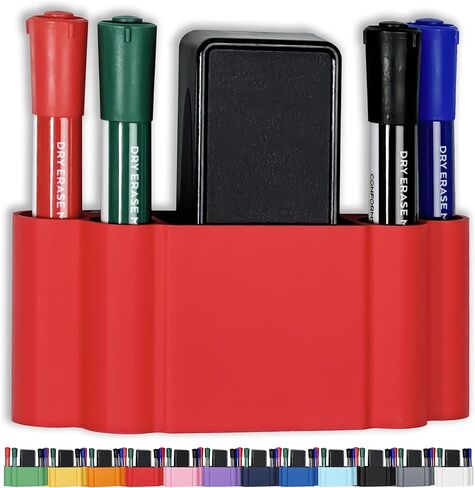 Glassboard Studio Magnetic Dry Erase Marker Holder - Aluminum Organizer with Powerful Neodymium Magnets for Magnetic Glassboards, Whiteboards, Refrigerator, Locker - White board Accessories & Storage in Saudi Arabia