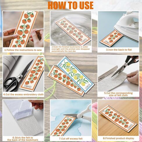 freebloss 6 قطع الفاكهة عبر غرزة المرجعية عدة 11ct مختومة عبر الابره عدة DIY التطريز الإشارات المرجعية مجموعة مع تعليمات دعم اللباد للمبتدئين الكبار 8 "× 2.4" in Kuwait