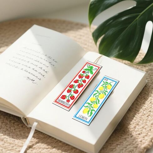 freebloss 6 قطع الفاكهة عبر غرزة المرجعية عدة 11ct مختومة عبر الابره عدة DIY التطريز الإشارات المرجعية مجموعة مع تعليمات دعم اللباد للمبتدئين الكبار 8 "× 2.4" in Kuwait