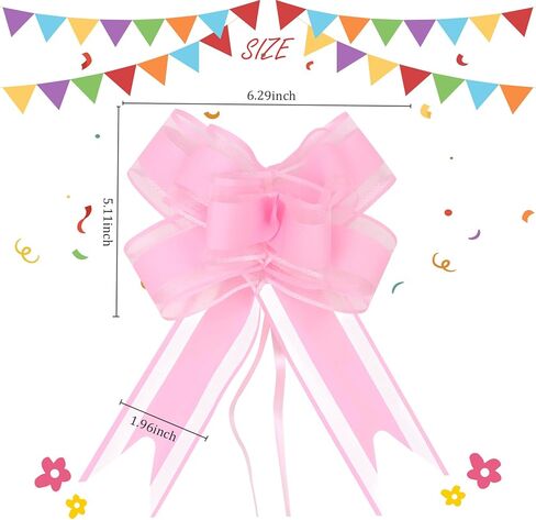 12Pcs Pink Bows for Gift Wrapping Big Bow Valentines Bow Christmas Gift Pull Bow Pink Ribbon Bows for Christmas Wedding Party Birthdays Holidays Decoration in Saudi Arabia
