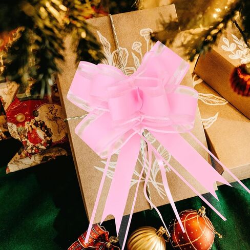 12Pcs Pink Bows for Gift Wrapping Big Bow Valentines Bow Christmas Gift Pull Bow Pink Ribbon Bows for Christmas Wedding Party Birthdays Holidays Decoration in Saudi Arabia