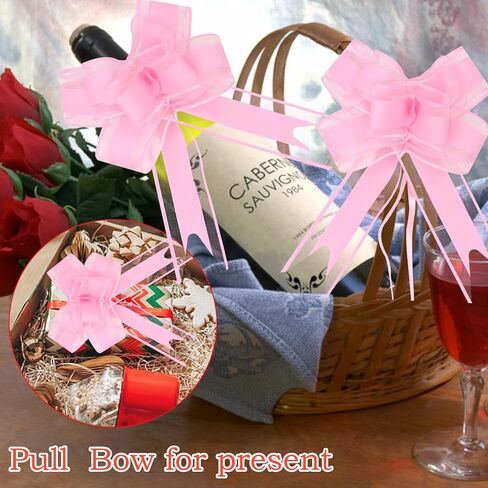 12Pcs Pink Bows for Gift Wrapping Big Bow Valentines Bow Christmas Gift Pull Bow Pink Ribbon Bows for Christmas Wedding Party Birthdays Holidays Decoration in Saudi Arabia