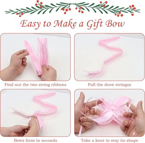 12Pcs Pink Bows for Gift Wrapping Big Bow Valentines Bow Christmas Gift Pull Bow Pink Ribbon Bows for Christmas Wedding Party Birthdays Holidays Decoration in Saudi Arabia