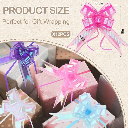 12Pcs Pink Bows for Gift Wrapping Big Bow Valentines Bow Christmas Gift Pull Bow Pink Ribbon Bows for Christmas Wedding Party Birthdays Holidays Decoration in Saudi Arabia