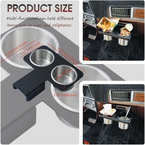 حامل أكواب الشاحنة لسيارة Chevy GMC 1973-1987 C10 C20 C30 K10 K20 K30، حامل مشروبات وحدة التحكم المركزية قابل للفصل، ملحقات السيارة من الفولاذ المقاوم للصدأ باللون الأسود in Kuwait