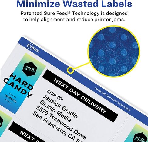 Avery Printable Shipping Labels with Sure Feed, 2" x 4", Glossy Crystal Clear, 100 Blank Mailing Labels (6522) in Saudi Arabia