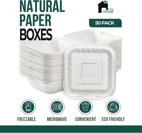 EconoHome Compostable Paper Plates (7" Square 50 pack) in Kuwait