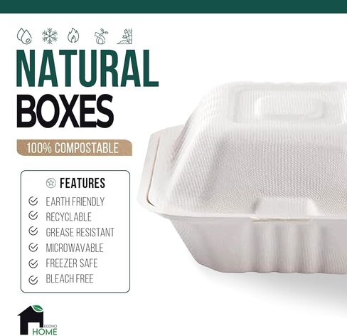 EconoHome Compostable Paper Plates (7" Square 50 pack) in Kuwait