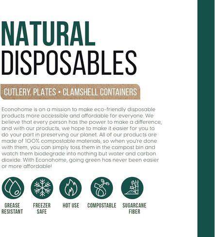 EconoHome Compostable Paper Plates (7" Square 50 pack) in Kuwait