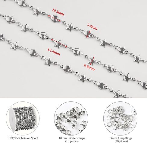 KYUNHOO 2M/6.5FT Chunky Stainless Steel Chain Spool on Bulk Gold Plated Bracelet Chains for Jewelry Making with Lobster Clasps Jump Rings for Necklace DIY Supply Accessories in Saudi Arabia