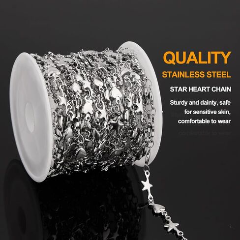 KYUNHOO 2M/6.5FT Chunky Stainless Steel Chain Spool on Bulk Gold Plated Bracelet Chains for Jewelry Making with Lobster Clasps Jump Rings for Necklace DIY Supply Accessories in Saudi Arabia