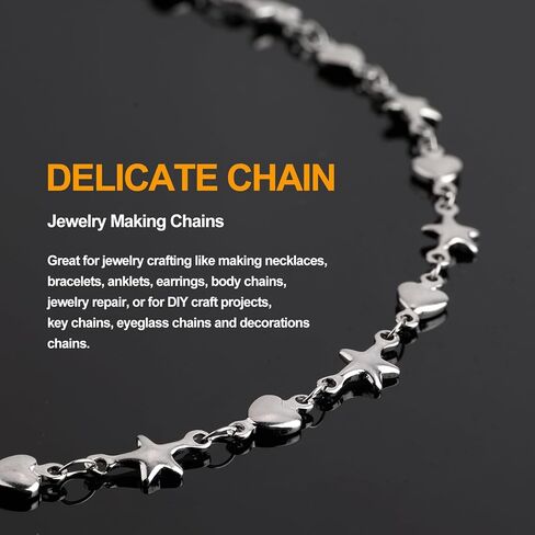 KYUNHOO 2M/6.5FT Chunky Stainless Steel Chain Spool on Bulk Gold Plated Bracelet Chains for Jewelry Making with Lobster Clasps Jump Rings for Necklace DIY Supply Accessories in Saudi Arabia
