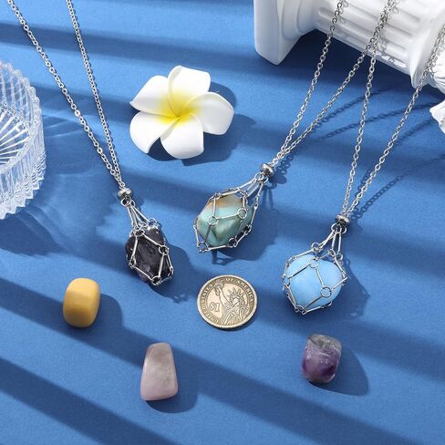 Brass Braided Stone Crystal Holder Necklace Cage Adjustable Crystal Cage Necklace for Jewelry Making in Saudi Arabia
