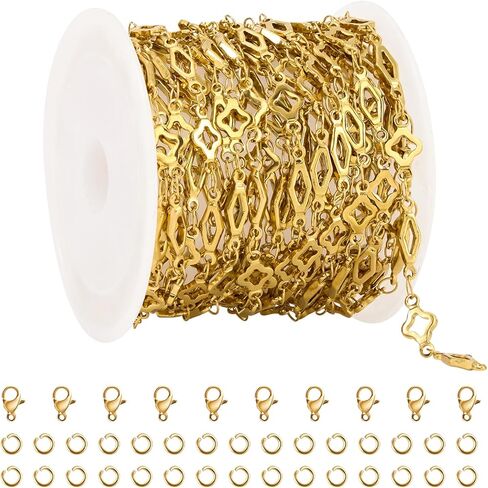 YOUBEIYEE 2 متر سلاسل الفولاذ المقاوم للصدأ لصنع المجوهرات سلسلة المعينية السائبة سلسلة الحرف الزخرفية لفة in Saudi Arabia