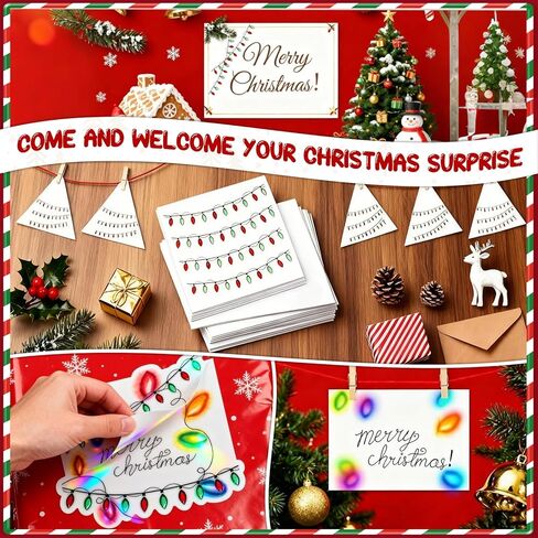 8 Sheets Christmas Lights Stickers for Crafts,32PCS 3D Christmas Light Embellishment Stickers,Glitter Glue Stickers for Festive Crafts, Scrapbooking and Decoration in Saudi Arabia