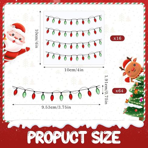 8 Sheets Christmas Lights Stickers for Crafts,32PCS 3D Christmas Light Embellishment Stickers,Glitter Glue Stickers for Festive Crafts, Scrapbooking and Decoration in Saudi Arabia