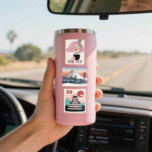 100 قطعة من الملصقات اليابانية، ملصقات سفر يابانية بتصميم أزهار الكرز الوردي الرجعية لسجل قصاصات زجاجات المياه، وديكورات شارات الفينيل لحفلات أعياد الميلاد-A05 in Kuwait