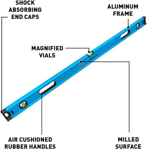 OX Tools Box Beam Level Non Magnetic 72 inch Level Aluminum Construction, Shock Absorbing End Cap, Rubberized Soft Grip Thru Handle, Magnified vials OX-T024218 Trade Level in Kuwait