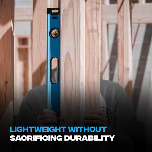 OX Tools Box Beam Level Non Magnetic 72 inch Level Aluminum Construction, Shock Absorbing End Cap, Rubberized Soft Grip Thru Handle, Magnified vials OX-T024218 Trade Level in Kuwait