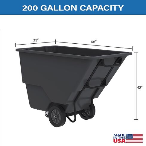 Akro-Mils 77410BLACK Akro-Tilt Heavy-Duty 1.0 Cubic Yard Plastic Truck Utility Cart, Loads up to 600 lbs., 200 Gallon Capacity, Black in Saudi Arabia