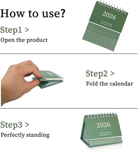 Small Desk Calendar from Jun 2023 - Dec 2024, Portable Marble Desk Calendars with Vintage Gold Coil for Home Office School (1 Pack) in Kuwait