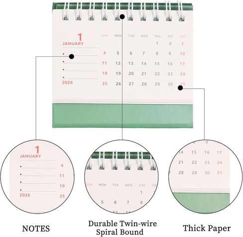 Small Desk Calendar from Jun 2023 - Dec 2024, Portable Marble Desk Calendars with Vintage Gold Coil for Home Office School (1 Pack) in Kuwait