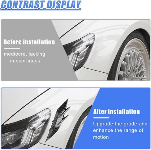 YoRise 2PCS Car Spoiler Canards Kit، 3D Creative Auto Car Front Bumper Lip Splitter، مضاد للتصادمات الجانب الجانبي للمركبة ملصق، ملحق ملصق تزيين جسم السيارة الرائع للشاحنة، سيارات الدفع الرباعي (أسود) in Kuwait