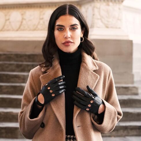 Fratelli Orsini Driving Gloves Alessa Black for Women - Lambskin Leather Driving Gloves - color Black in Saudi Arabia