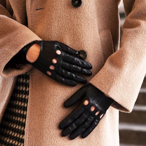 Fratelli Orsini Driving Gloves Alessa Black for Women - Lambskin Leather Driving Gloves - color Black in Saudi Arabia