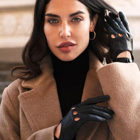 Fratelli Orsini Driving Gloves Alessa Black for Women - Lambskin Leather Driving Gloves - color Black in Saudi Arabia