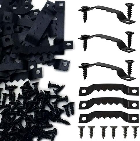 50-Count Mini Sawtooth Hangers, Steel Picture Hanging Hooks with Screws, Ultimate Hanging Solutions for Clocks, Paintings, Artwork, and Photo Frames (Black) in Saudi Arabia