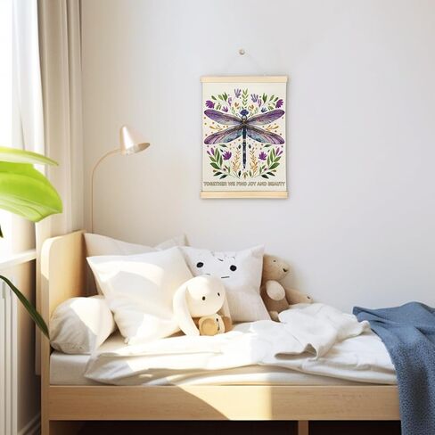 SereneHanctuary Inspirational Purple Dragonfly Classroom Wall Art, Dragonfly Botential Kids Room Wall Decor,Playroom Poster Hanger Frame for Nursery Kids Toddler Room Decor,12X16Inches in Saudi Arabia