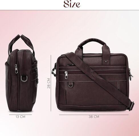 Leather Laptop Briefcase for Men and Women Waterproof Messenger Bag | Business Travel Crossbody Case Fits 15.6 Inch Notebook in Saudi Arabia