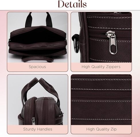 Leather Laptop Briefcase for Men and Women Waterproof Messenger Bag | Business Travel Crossbody Case Fits 15.6 Inch Notebook in Saudi Arabia