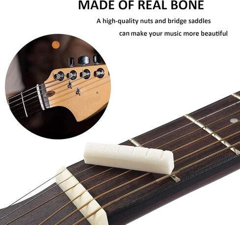 Ogdni 42mm Guitar Bone Nut 3pcs Pre-Slotted Nuts Replacement Compatible with Strat Tele Electric Guitar,Flat Bottom in Saudi Arabia