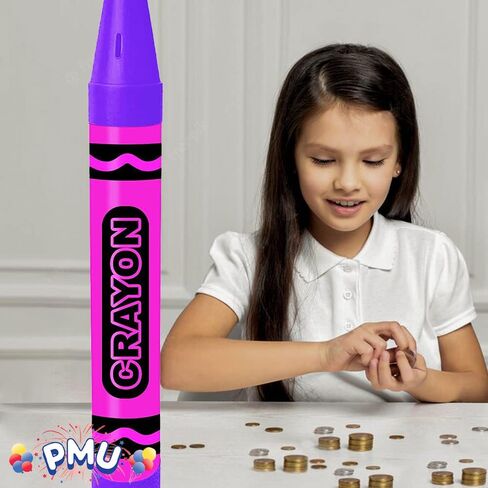 PMU 36 بوصة Crayon Bank Giant - Crayon Piggy Bank Jumbo Coin Saving Bank للأطفال، ديكور الملعب، أخضر ليموني وفيروزي، Pkg/1 in Saudi Arabia
