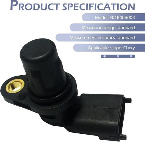 Engine Camshaft Position Sensor, 3 Pin High Temperature Resistant Sensor with Sealing Ring, Standard Replacement F01R00B003, Compatible with Chery Cam Sensor 11-19 1.6L-L4 (Black) in Saudi Arabia
