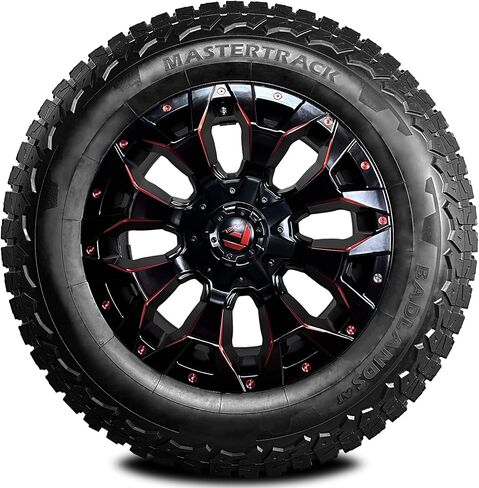 حزمة من 4 قطع: إطار Mastertrack BADLANDS AT P285/70R17 لجميع التضاريس لسيارات الدفع الرباعي (ليس للشاحنات) | 4 طبقات | 117ت | يتضمن ضمانًا لمدة عامين ضد مخاطر الطريق - 285/70/17 (الإطارات فقط) in Kuwait