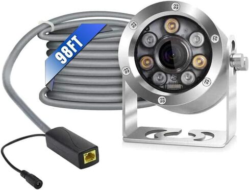 كاميرا Barlus HD Aquarium POE تحت الماء IP البحرية 316L من الفولاذ المقاوم للصدأ 2592 * 1944 CMOS عدسة 2.8 مم مع ضوء ملء IP68 كاميرا مقاومة للماء مع كابل بطول 164 قدم in Kuwait