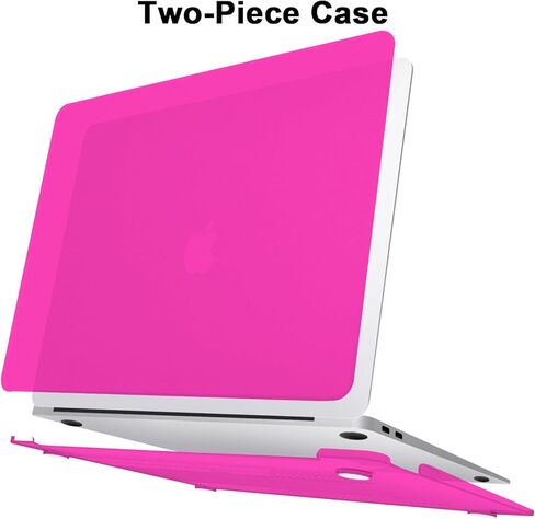 AKIT متوافق مع حافظة MacBook Air 13 بوصة M1 2022-2020 2019 2018 A2337 A2179 A1932، [رفيعة للغاية] حافظة صلبة غير لامعة وواقي شاشة وغطاء لوحة مفاتيح لجهاز MacBook Air 13.3 بوصة 2020، وردي فاقع in Kuwait